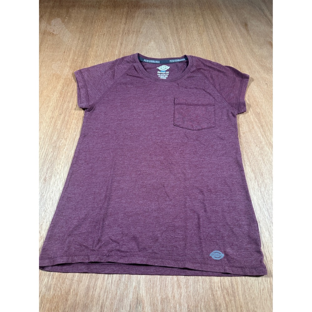 Dickies Temp-iQ Women's XS Performance Pocket Tee /Maroon Burgundy Heather Workt